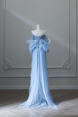 Sexy Mermaid Off The Shoulder Blue Sequin Long Evening Prom Dresses Evening Gowns