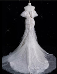 Sexy Mermaid Off The Shoulder White Lace Long Wedding Dresses Brides Dresses