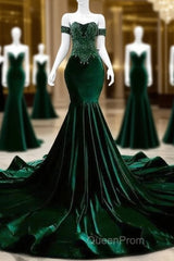 Sexy Mermaid Strapless Long Dark Green Evening Prom Dresses Evening Dresses