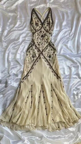 Sexy Mermaid Straps Chiffon Beaded Long Prom Dress Backless Formal Evening Dress Party Dress