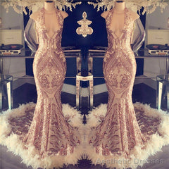 Sexy V-neck Halter Mermaid Prom Dress Gold Sequins Long Backless