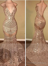 Sexy V-Neck Sequins Mermaid Long Prom Dress On Sale