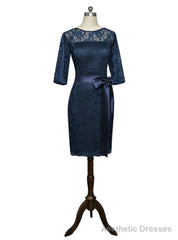 Sheath 3/4 Sleeves Navy Blue Mother Of The Bride Dresses