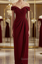 Sheath/Column Off-the-Shoulder Floor-Length Stretch Crepe Mother of the Bride Dresses With Ruffles