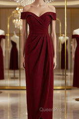 Sheath/Column Off-the-Shoulder Floor-Length Stretch Crepe Mother of the Bride Dresses With Ruffles