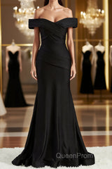 Sheath/Column Off-the-Shoulder Sweep Train Jersey Bridesmaid Dresses