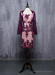 Sheath Long Sleeves Burgundy Mother Of The Bride Dresses