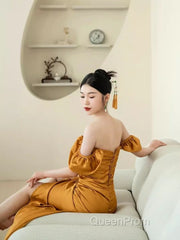 Sheath Off The Shoulder Yellow Evening Prom Dresses Evening Dresses