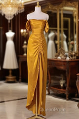 Sheath Off The Shoulder Yellow Evening Prom Dresses Evening Dresses