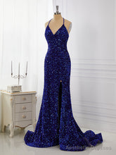 Sheath Velvet Sequins V-neck Sweep Train Dress