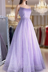Shiny Lilac Long Evening Prom Dresses, Purple Long Formal Evening Graduation Dresses