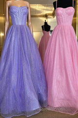 Shiny Purple Pink Long Evening Prom Dresses, Purple Pink Long Formal Evening Dresses