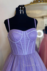 Shiny Purple Pink Long Evening Prom Dresses, Purple Pink Long Formal Evening Dresses