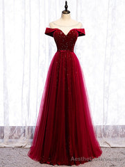 Shop Scoop Cap Sleeves See Through Sequin Tulle Burgundy Prom Dress Under 119