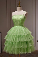 Short Green Evening Prom Dresses, Short Green Graduation Homecoming Dresses