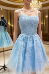 Short Light Lace Evening Prom Dresses, Short Lace Graduation Homecoming Dresses