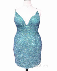 Short Light Purple Plus Size Sequin Bodycon Dresses
