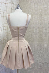 Short Nude Satin Corset Dresses