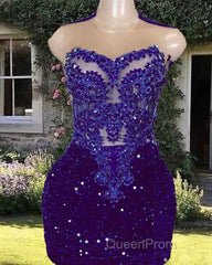 Short Purple Sequin Bodycon Dresses With Embroidery