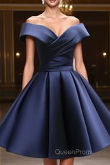 Short Satin Off Shoulder Homecoming Dresses For Evening Prom