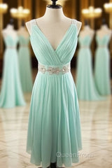 Short Seafoam Blue Evening Prom Dresses/Homecoming Dresses/Bridesmaid Dresses/Wedding Party Dresses/Mini Dresses