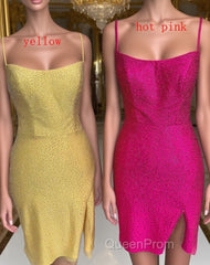 Short Tight Yellow Homecoming Dresses,Crystal Beaded Semi Formal Dresses