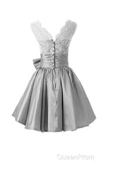 Silver Taffeta Short Homecoming Dresses Evening Prom Dresses