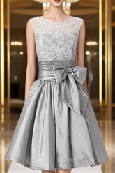 Silver Taffeta Short Homecoming Dresses Evening Prom Dresses