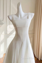 Simple A-Line Chiffon Short Ivory Evening Prom Dresses, Simple Ivory Bridesmaid Dresses