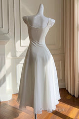 Simple A-Line Chiffon Short Ivory Evening Prom Dresses, Simple Ivory Bridesmaid Dresses