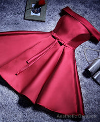 Simple A Line Satin Short Prom Dresses, Formal Bridesmaid Dresses