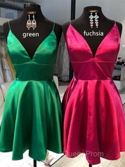 Simple A Line V Neck Short Evening Prom Dresses, V Neck Short Formal Homecoming Dresses