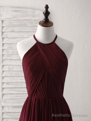 Simple Burgundy Chiffon Long Prom Dress, Burgundy Evening Dress