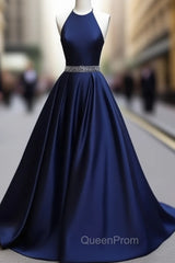 Simple Dark Blue Long Evening Prom Dresses, Evening Dresses