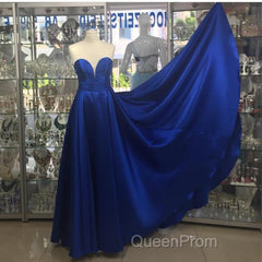 Simple Design Sweetheart Long Satin Evening Prom Dresses