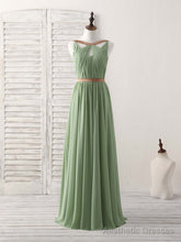 Simple Green Chiffon Long Prom Dress, Green Bridesmaid Dress