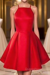 Simple Red Short Evening Prom Homecoming Dresses, Short Red Mini Formal Graduation Evening Dresses