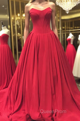 Simple red sweetheart long Evening Prom Dresses, red evening Dresses