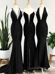 Simple Royal blue v neck mermaid long Evening Prom Dresses blue evening Dresses