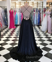 Simple satin long Evening Prom Dresses, long evening Dresses