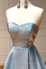 Simple sweetheart blue long Evening Prom Dresses blue long evening Dresses