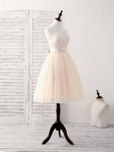 Simple Sweetheart Tulle Short Prom Dress Champagne Bridesmaid Dress