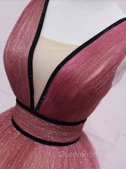 Simple V Neck Burgundy Tulle Long Evening Prom Dresses, Tulle Evening Dresses