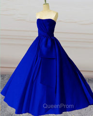 Sleeveless Ball Gown Satin Dresses With Bow Sashes