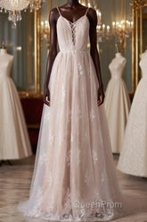 Spaghetti Strap Ruffle Lace A-line Wedding Dresses