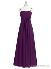 Spaghetti Straps Purple Chiffon Backless Bridesmaid Dress