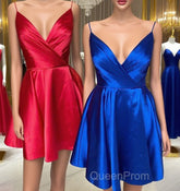 Spaghetti Straps Satin Homecoming Dresses,Mini Evening Prom Dresses