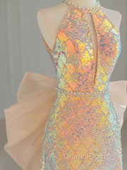 Sparkle A Line Scoop Neckline Sequin Gold Long Evening Prom Dresses