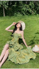 Sparkle Ruffle Evening Prom Dresses Causal Birthday Dresses Dance Party Dresses