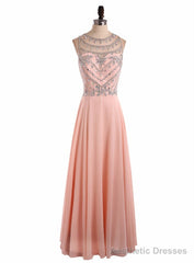 Sparkling Ombre Chiffon Beaded Baby Pink Long Cheap Prom Dresses A Line Zipper-Up
